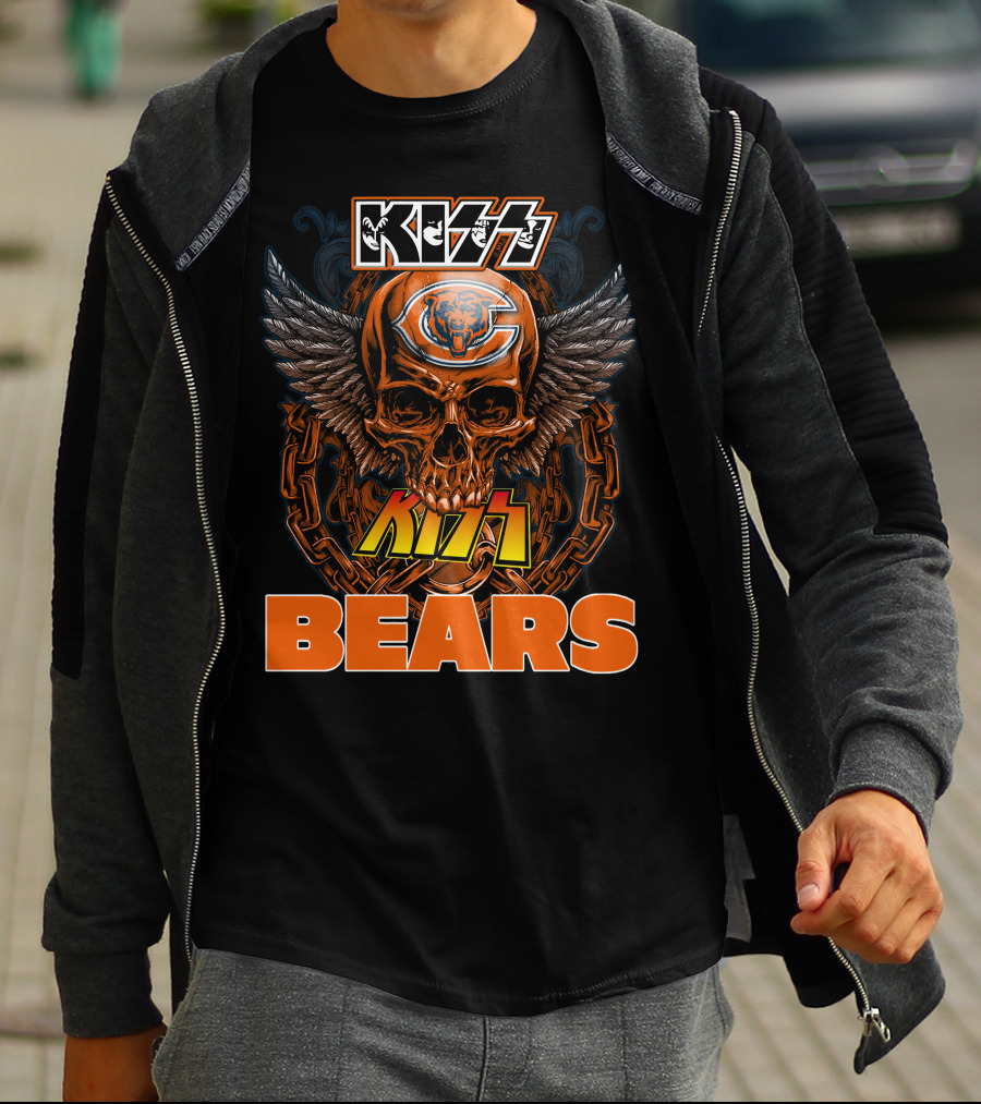 KISS CHICAGO BEARS Skull Wings T-Shirt
