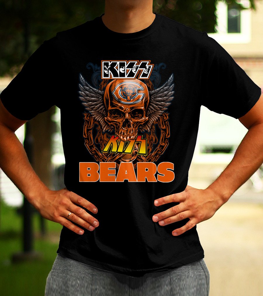 KISS CHICAGO BEARS Skull Wings T-Shirt