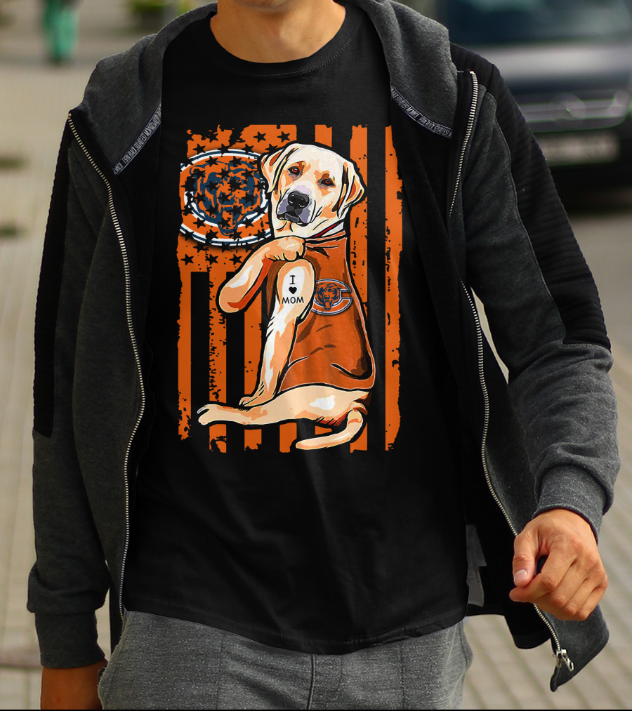 Labrador Retriever I Love Mom CHICAGO BEARS T-Shirt