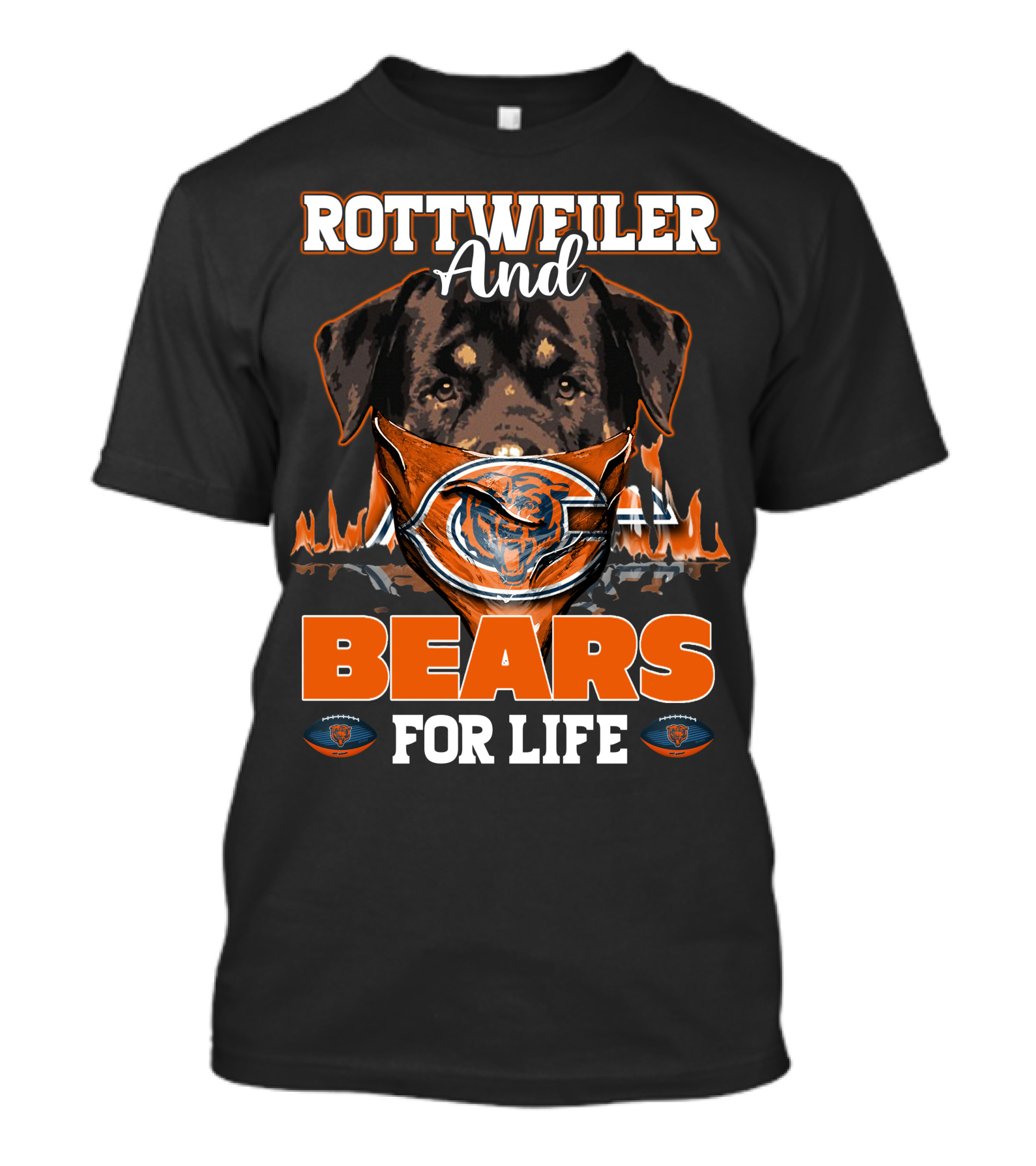 ROTTWEILER AND BEARS FOR LIFE CHICAGO BEARS T-Shirt