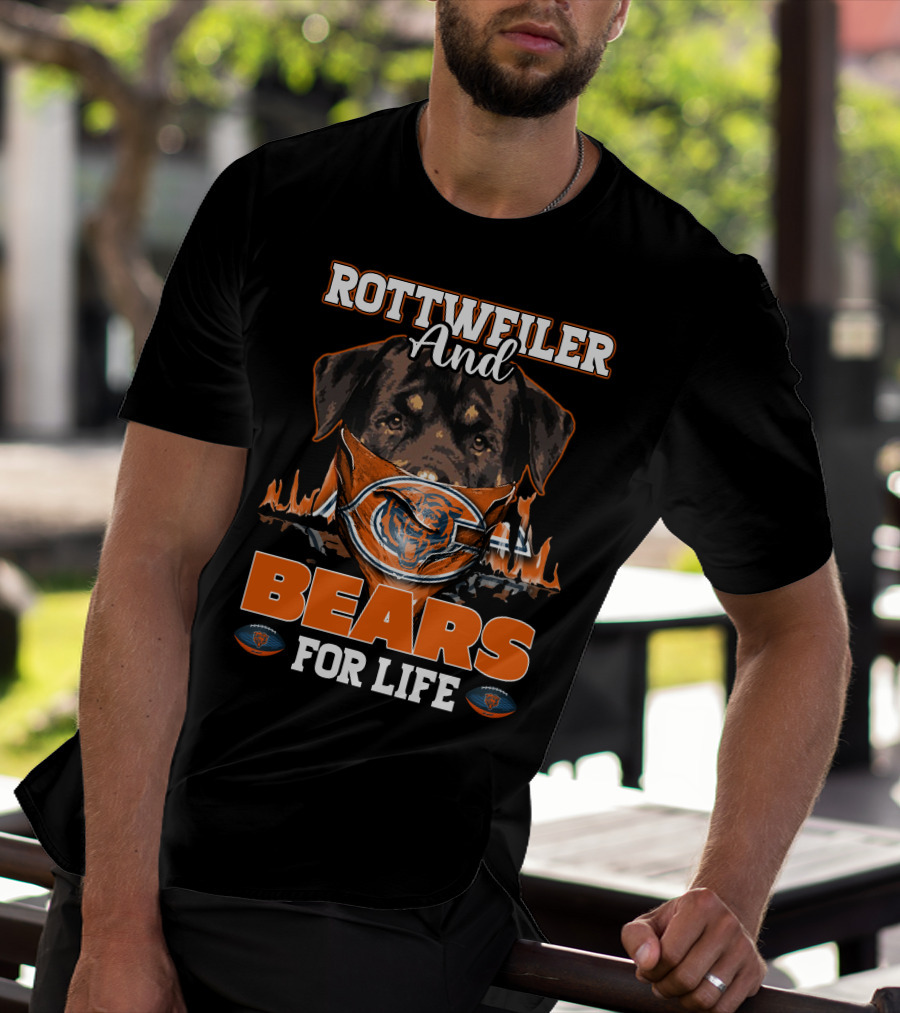 ROTTWEILER AND BEARS FOR LIFE CHICAGO BEARS T-Shirt