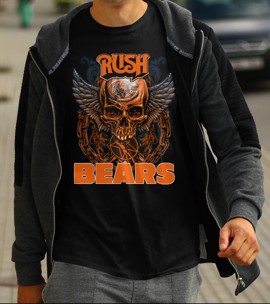 RUSH CHICAGO BEARS Skull Wings T-Shirt