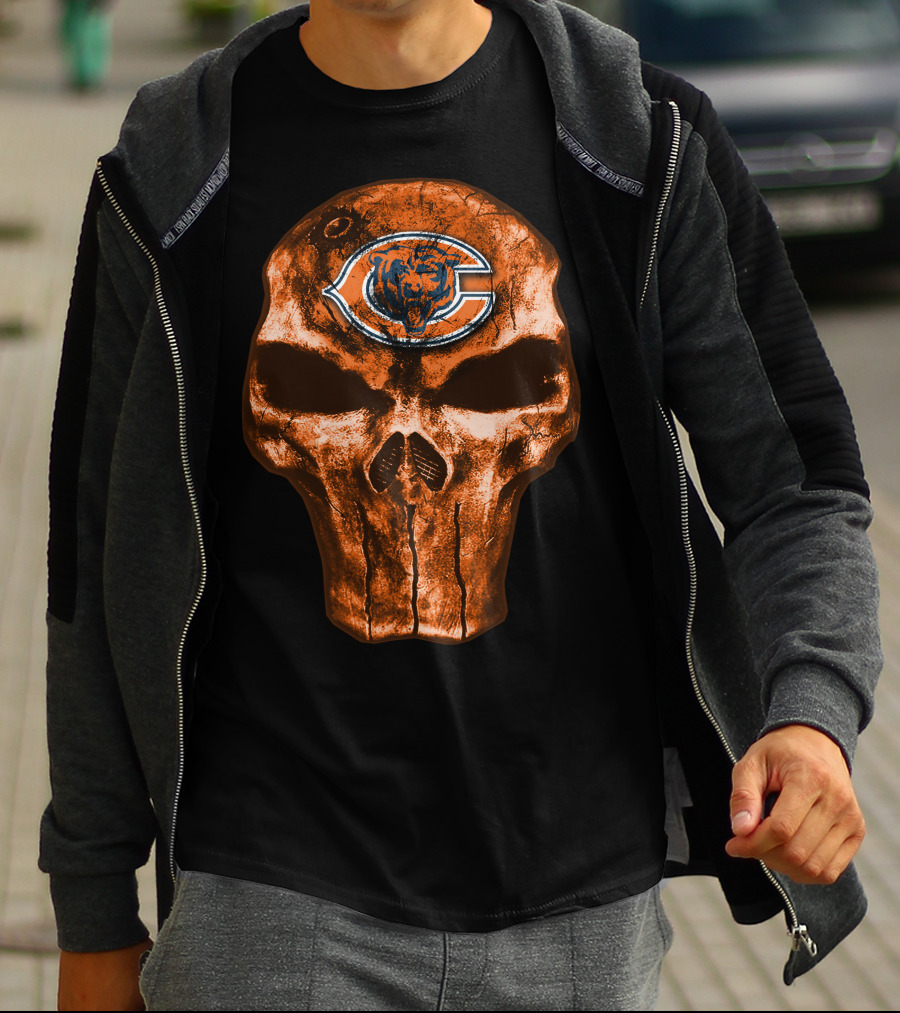 Skull Chicago Bears Logo NFL T-Shirt