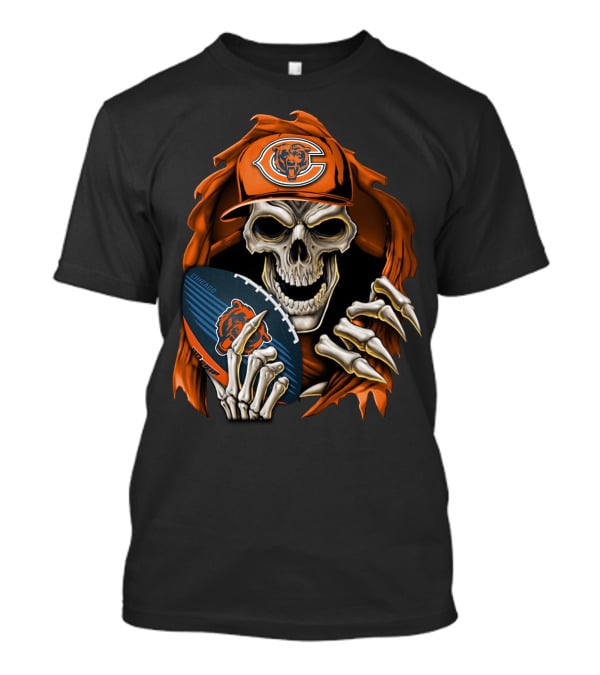 Skullbong CHICAGO BEARS Skeleton Holding Football T-Shirt