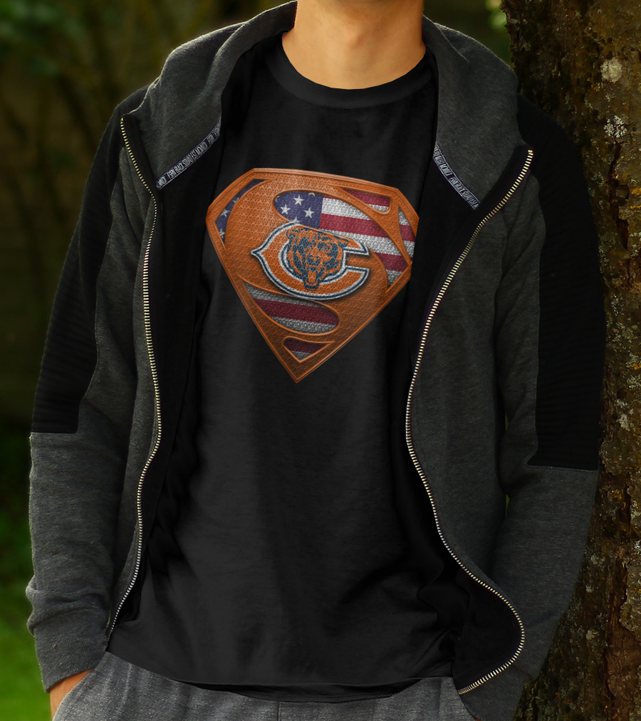 Chicago Bears American Flag Superman T-Shirt