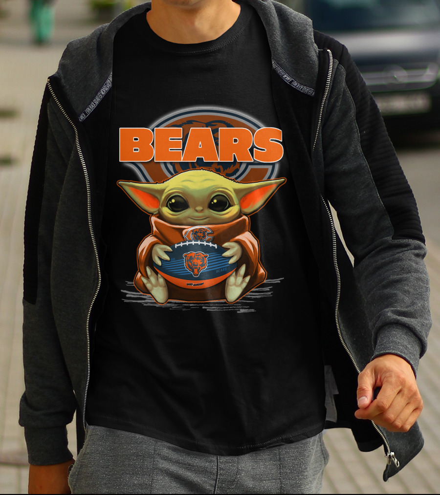 Yoda BEARS Football Chicago Baby Holding Football T-Shirt
