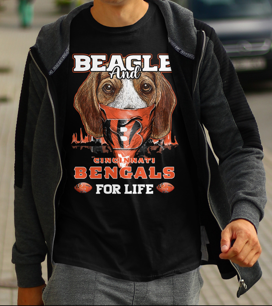 Beagle And Cincinnati Bengals For Life T-Shirt