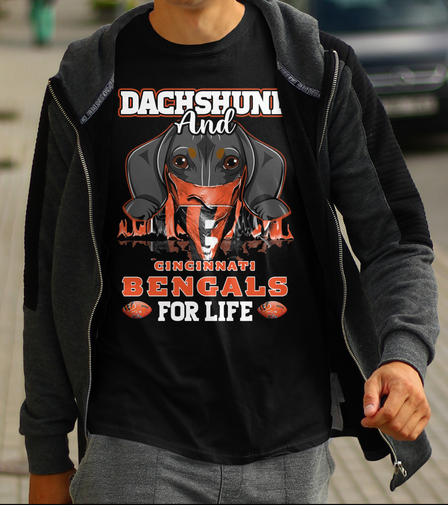 Dachshund And Cincinnati Bengals For Life T-Shirt