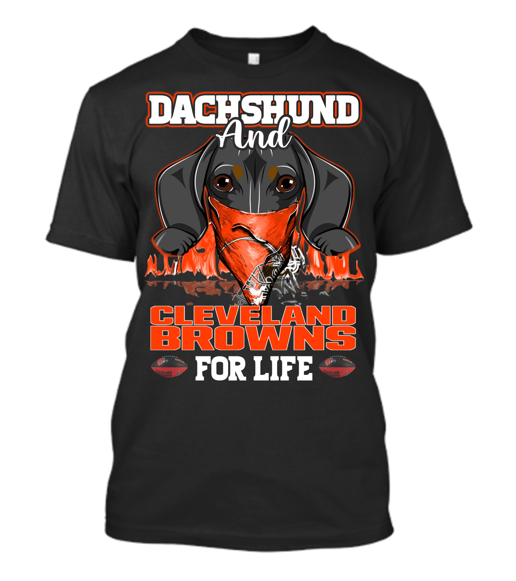 Dachshund And Cleveland Browns For Life T-Shirt