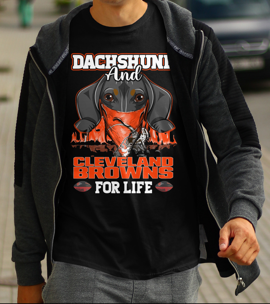 Dachshund And Cleveland Browns For Life T-Shirt