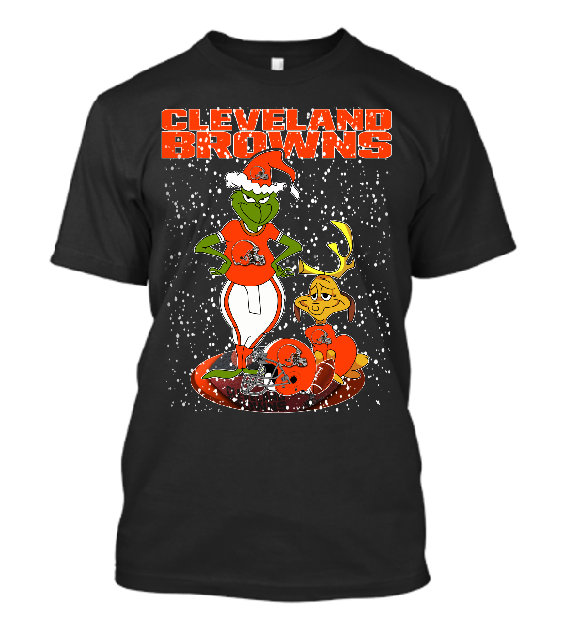 CLEVELAND BROWNS Grinchxmas Snow Football T-Shirt