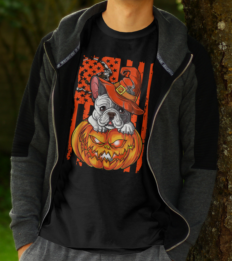 Bulldog Halloween Pumpkin Cleveland Browns T-Shirt