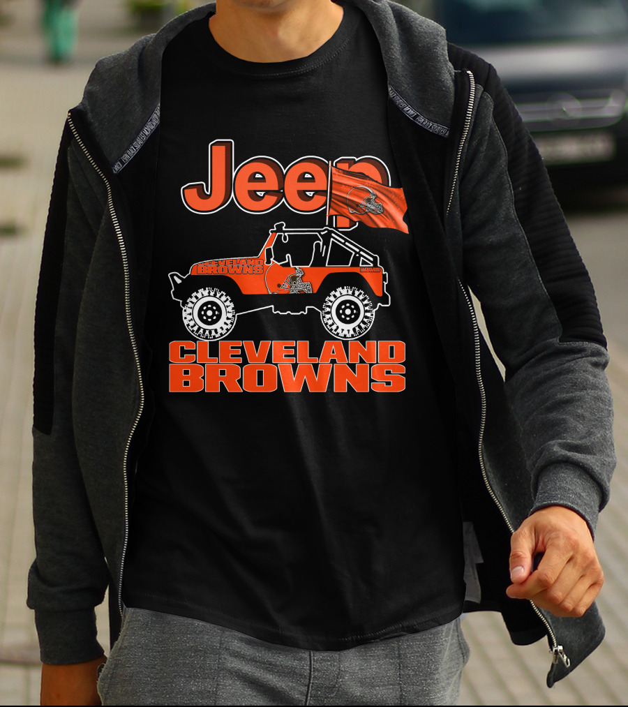 Jeep Cleveland Browns Off-Road Vehicle Cleveland Browns Flag Jeep T-Shirt