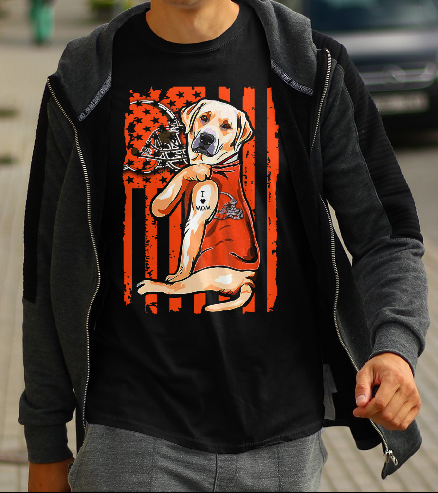 Labrador Retriever Cleveland Browns I Love Mom Football T-Shirt