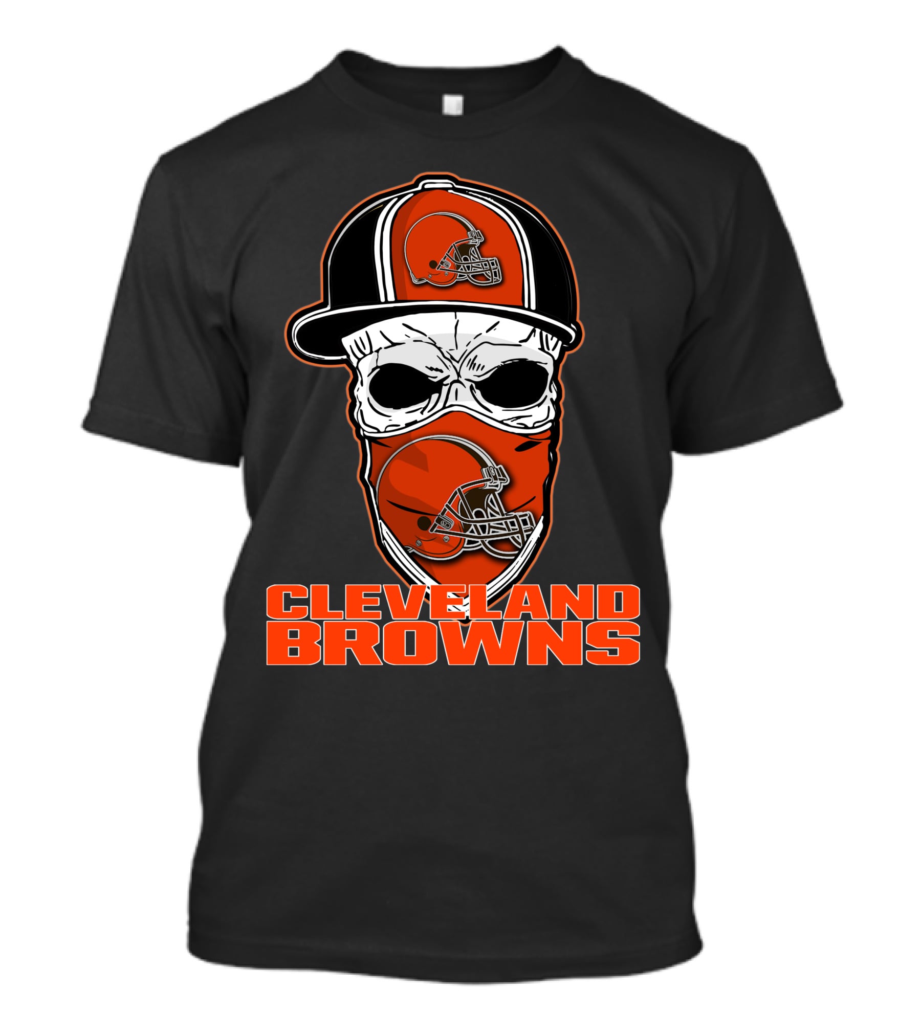 CLEVELAND BROWNS Skull Hat Football Helmet T-Shirt