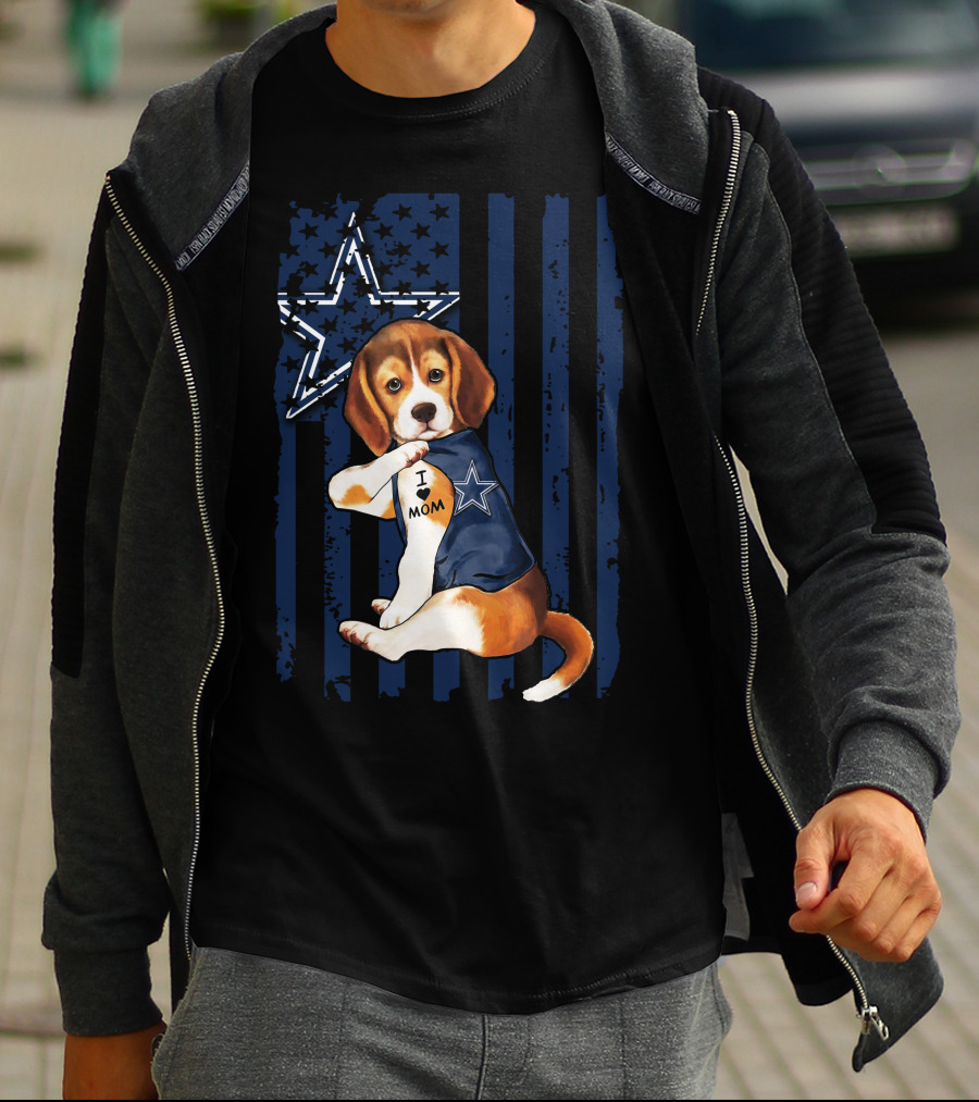 Beagle I Love Mom Dallas Cowboys Star Fan Pride T-Shirt