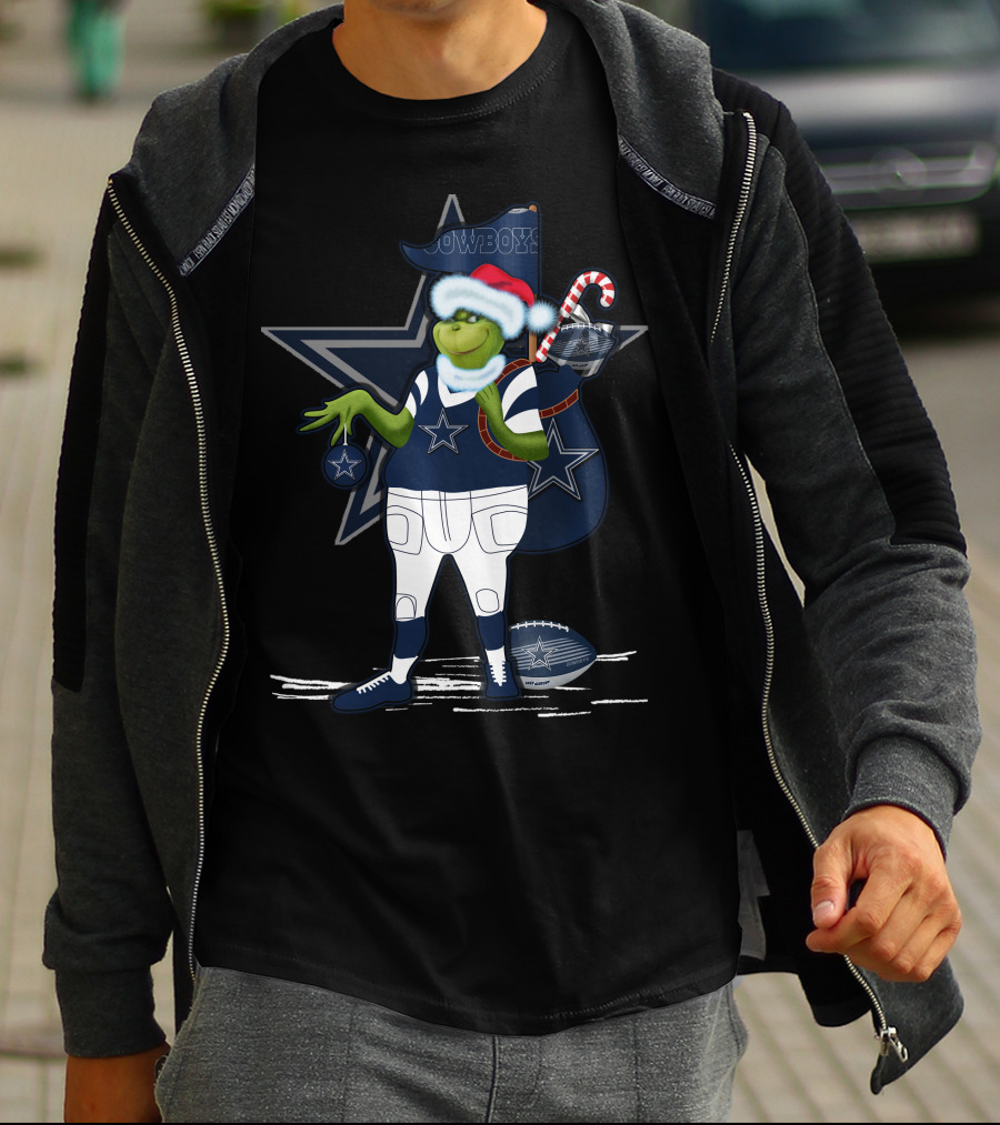 Grinchxmas V1 Dallas Cowboys Star Holiday Football Cheer T-Shirt