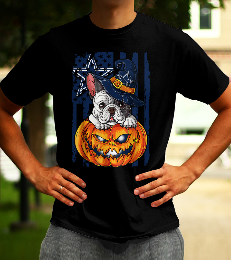 Hlw Bulldog Dallas Cowboys Halloween Pumpkin T-Shirt