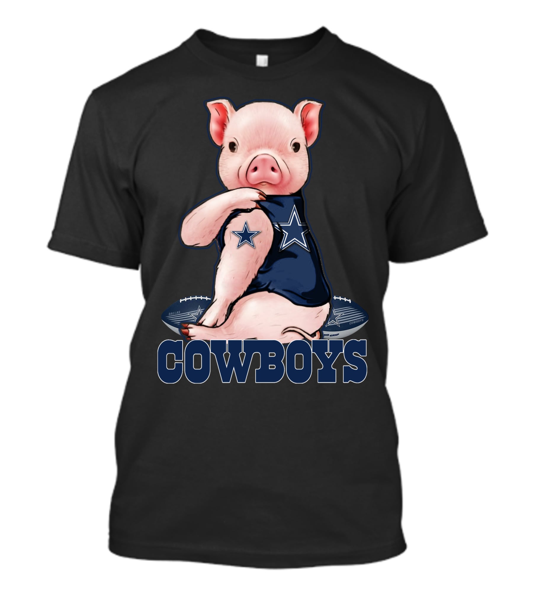Pig With Dallas Cowboys Football Team Logo And Stars T-Shirt