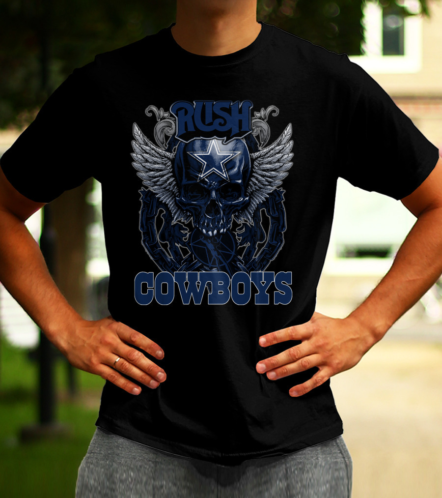 Rush Dallas Cowboys Skull Wings Star T-Shirt