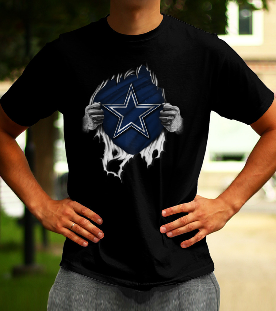 Torn V1 Dallas Cowboys Star Emblem Peeling Hands T-Shirt