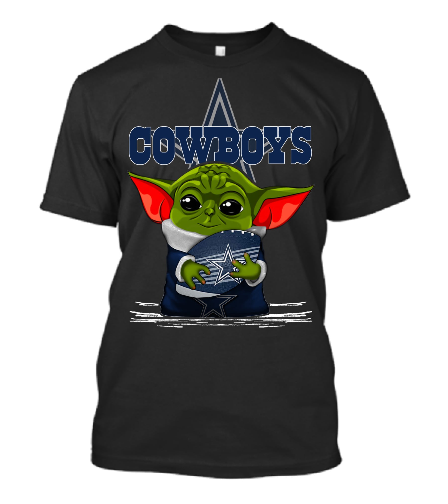 Cowboys Yoda Holding Football T-Shirt