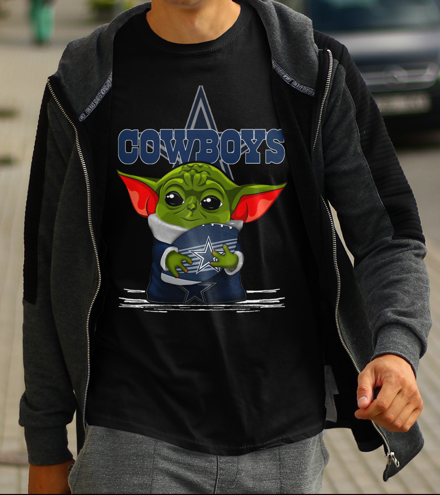 Cowboys Yoda Holding Football T-Shirt