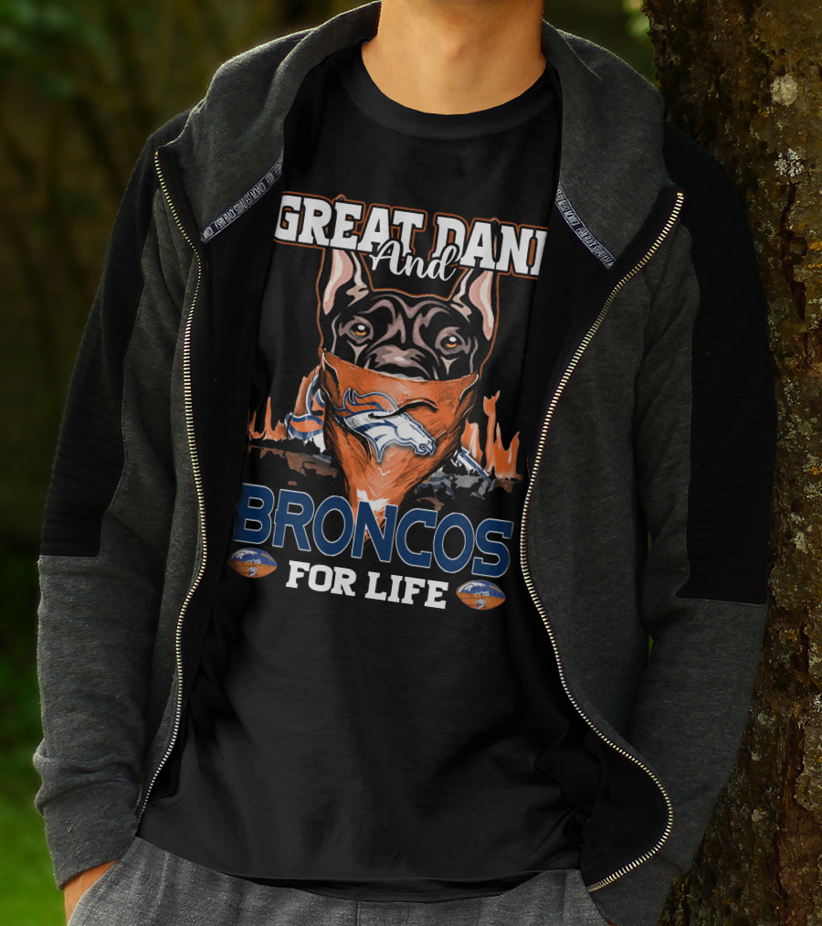 GREAT DANE AND BRONCOS FOR LIFE DENVER BRONCOS T-Shirt