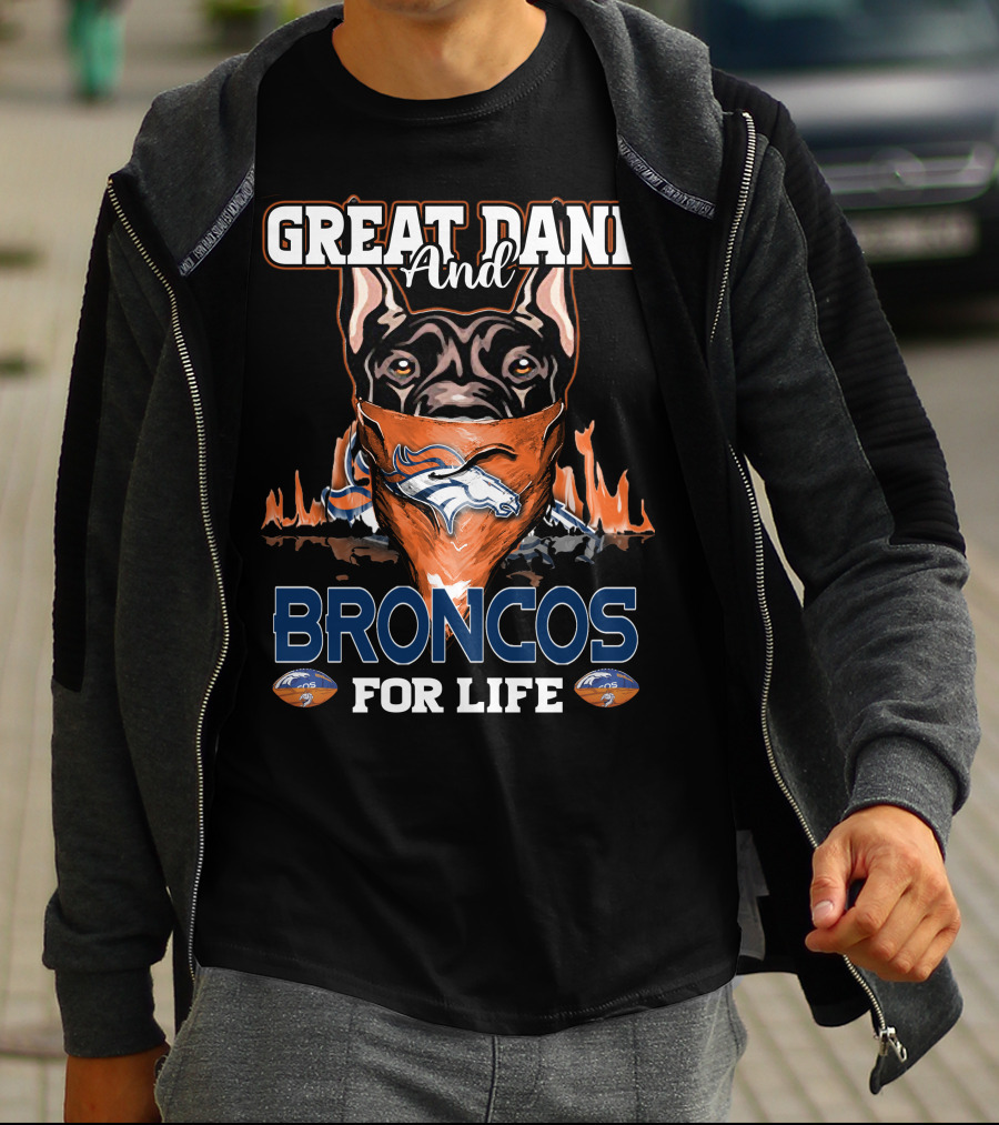 GREAT DANE AND BRONCOS FOR LIFE DENVER BRONCOS T-Shirt