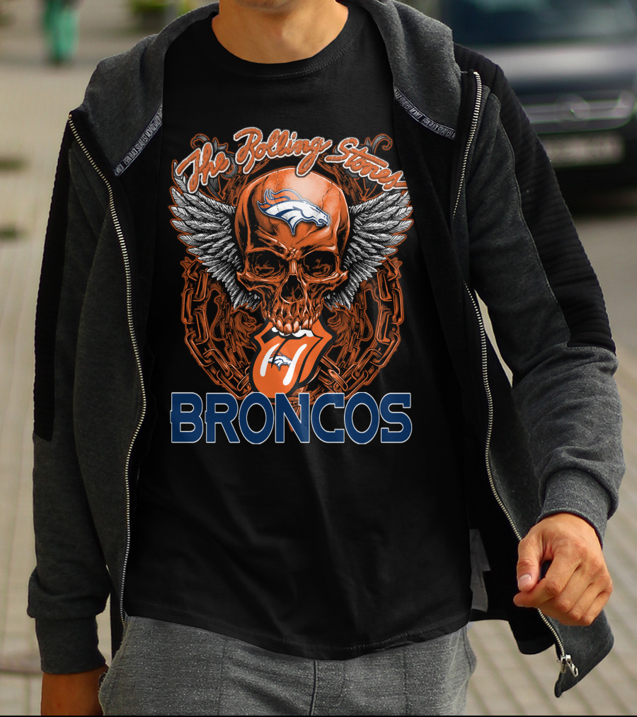 The Rolling Stones Denver Broncos Skull Wings T-Shirt