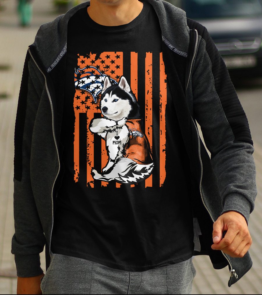 Denver Broncos Siberian Husky Mom Fan T-Shirt