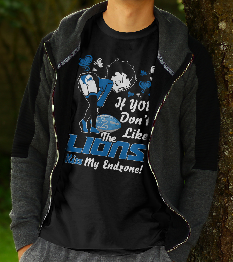 Betty Boop If You Don't Like The Detroit Lions Kiss My Endzone T-Shirt