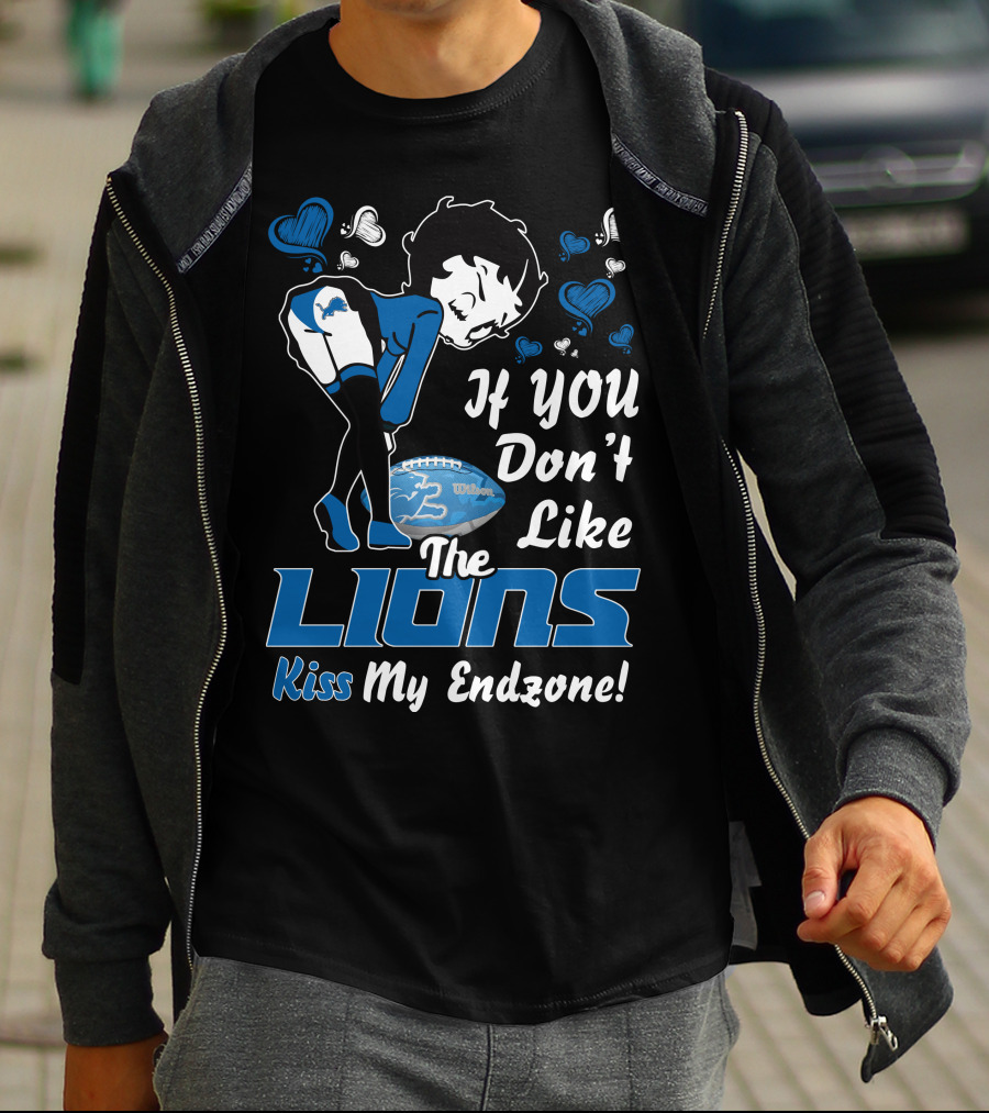 Betty Boop If You Don't Like The Detroit Lions Kiss My Endzone T-Shirt