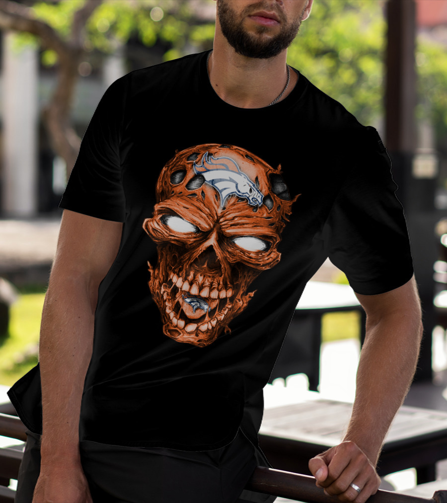 Skull Denver Broncos NFL Logo Horror T-Shirt