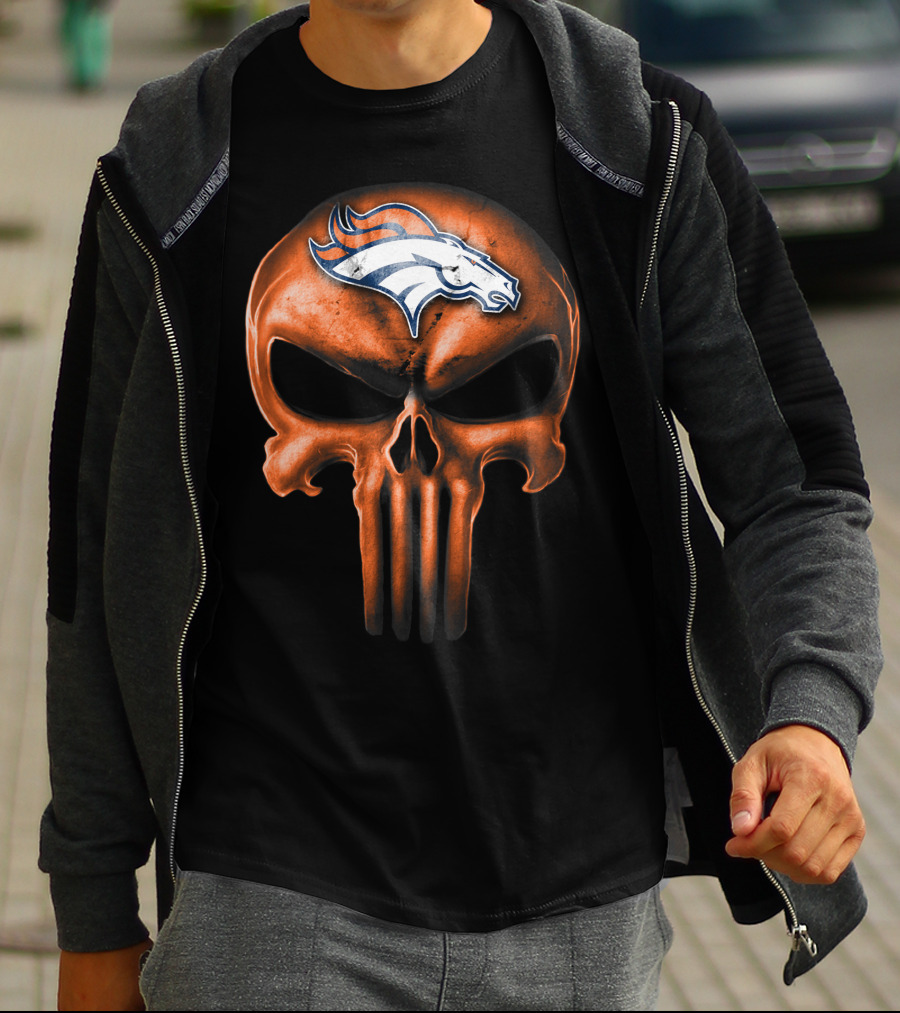 Skull Denver Broncos Logo Fusion T-Shirt