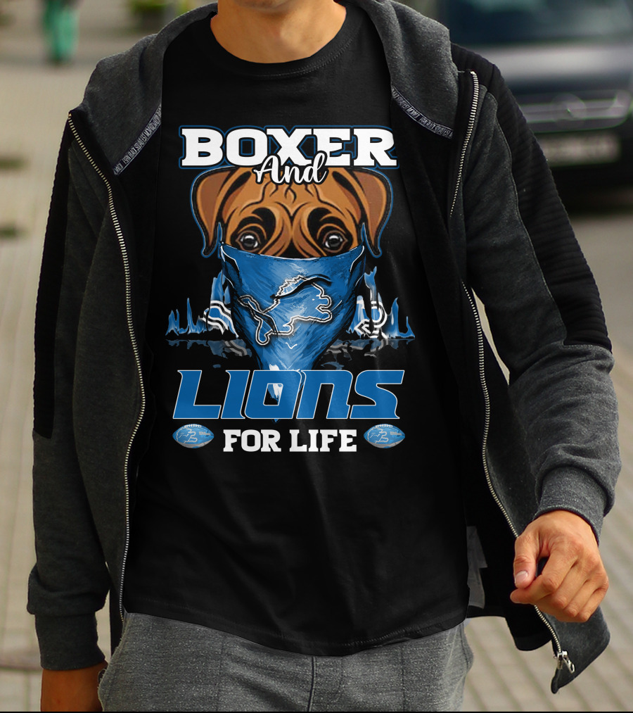 Boxer And Lions For Life DETROIT LIONS T-Shirt
