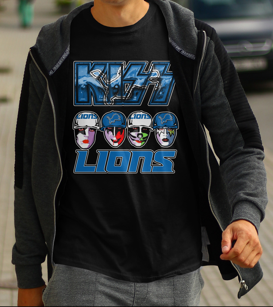 Kiss Detroit Lions Logo Facepaint T-Shirt