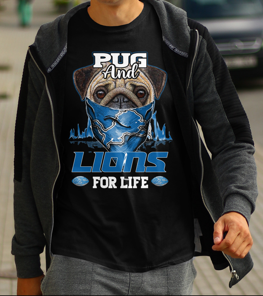 Pug And Lions For Life Detroit T-Shirt