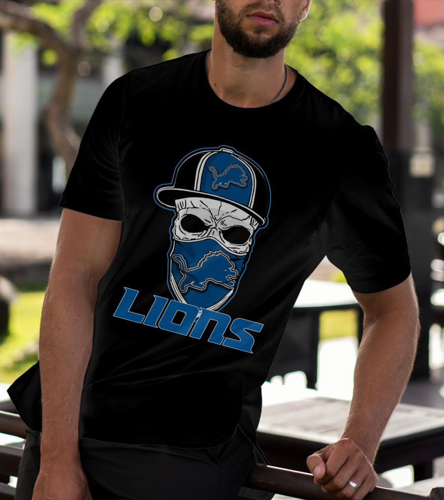 Skull Hat Lions Detroit Lions T-Shirt