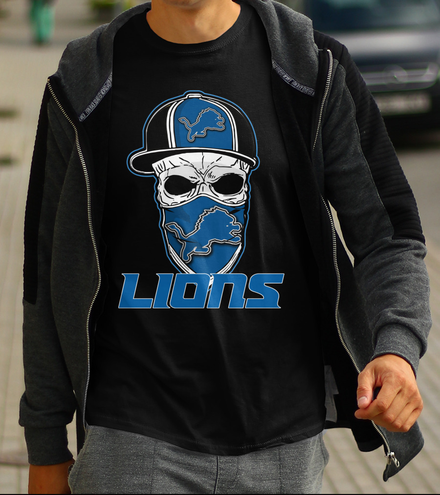 Skull Hat Lions Detroit Lions T-Shirt