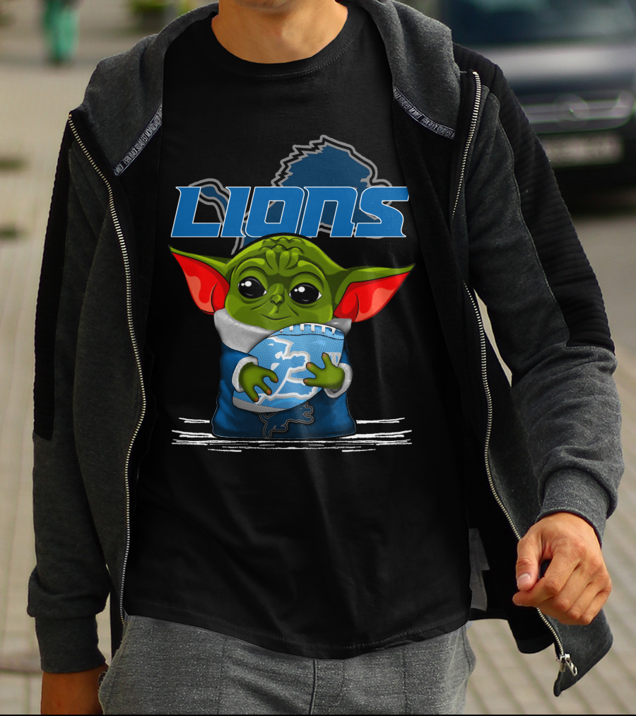 LIONS Yoda Football Fan Art DETROIT Football Team T-Shirt