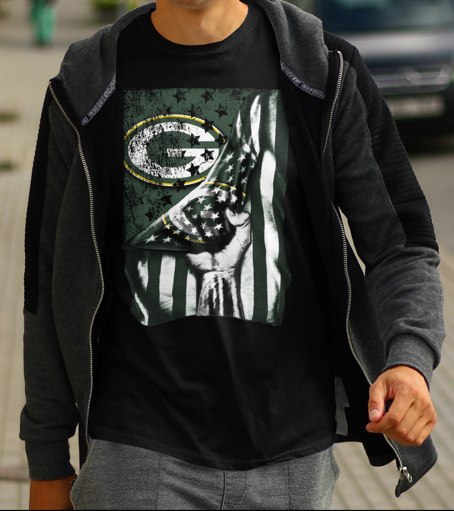 Flag Green Bay Packers Stars And Stripes Fist T-Shirt