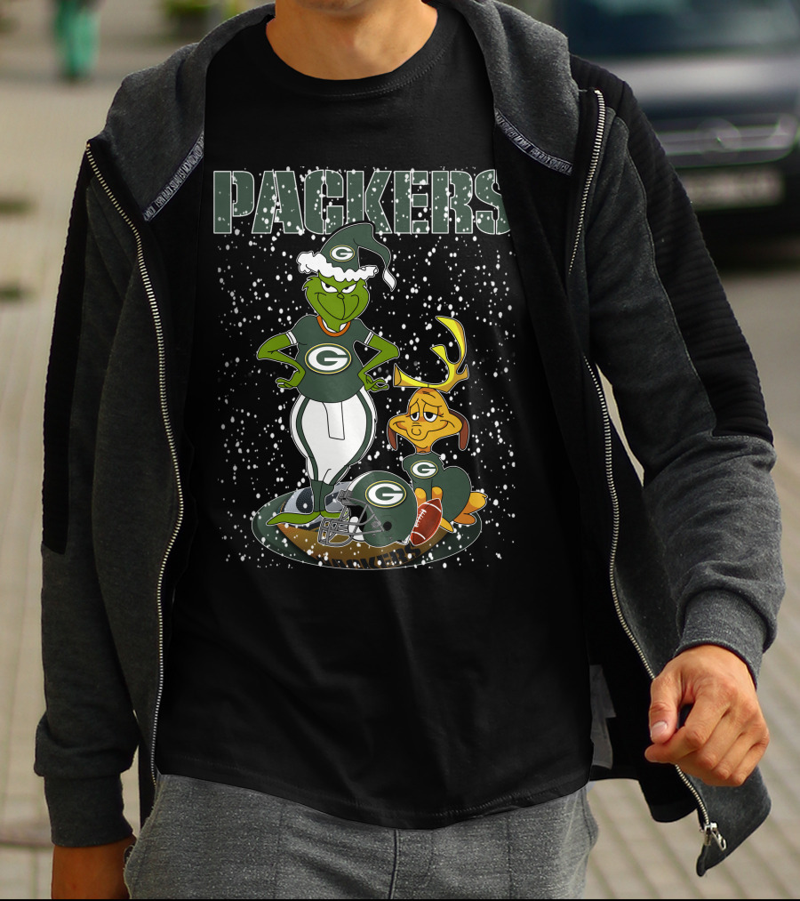 Grinch Packers Christmas Football Green Bay T-Shirt