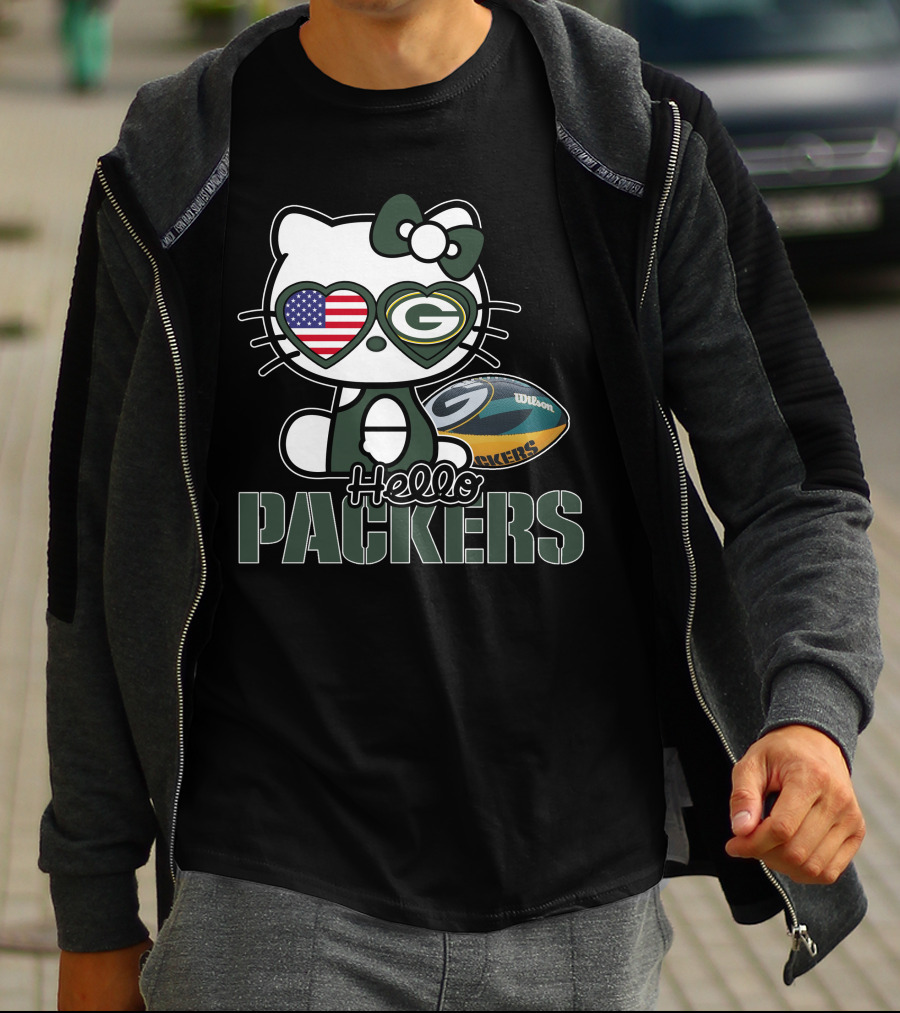 Hello Kitty Green Bay Packers USA Football Fan T-Shirt