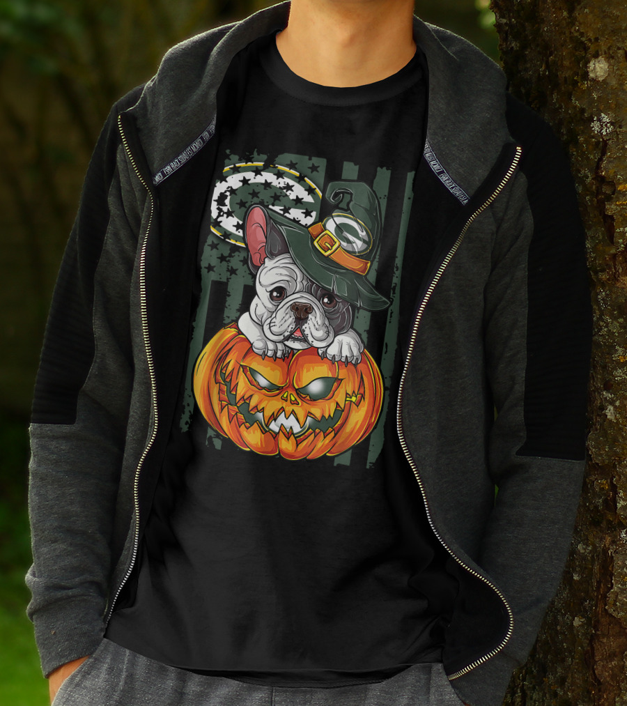 Hlw Bulldog Green Bay Packers Halloween Pumpkin Wizard Hat T-Shirt