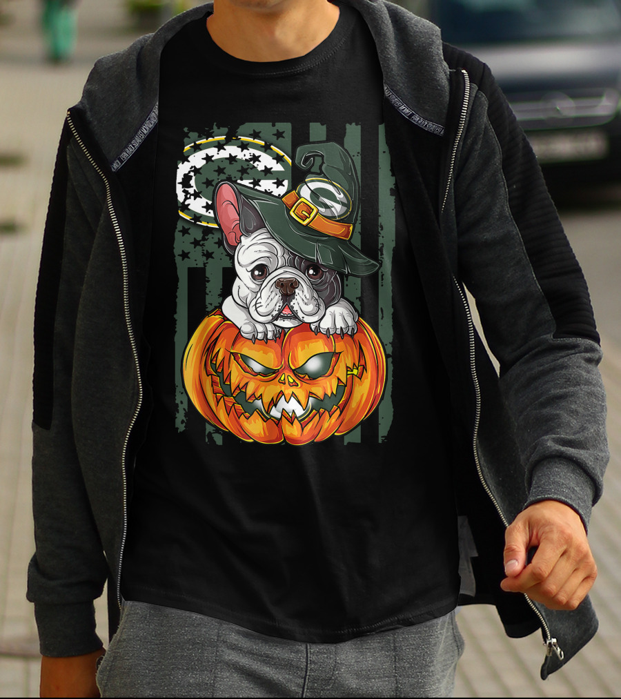 Hlw Bulldog Green Bay Packers Halloween Pumpkin Wizard Hat T-Shirt