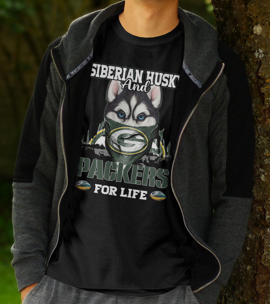 Siberian Husky And Packers For Life T-Shirt