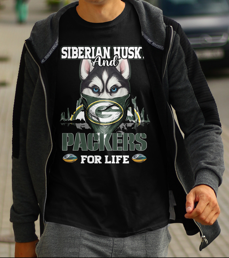 Siberian Husky And Packers For Life T-Shirt