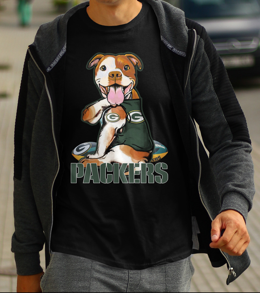 Packers Pitbull With Green Bay Wilson Football T-Shirt