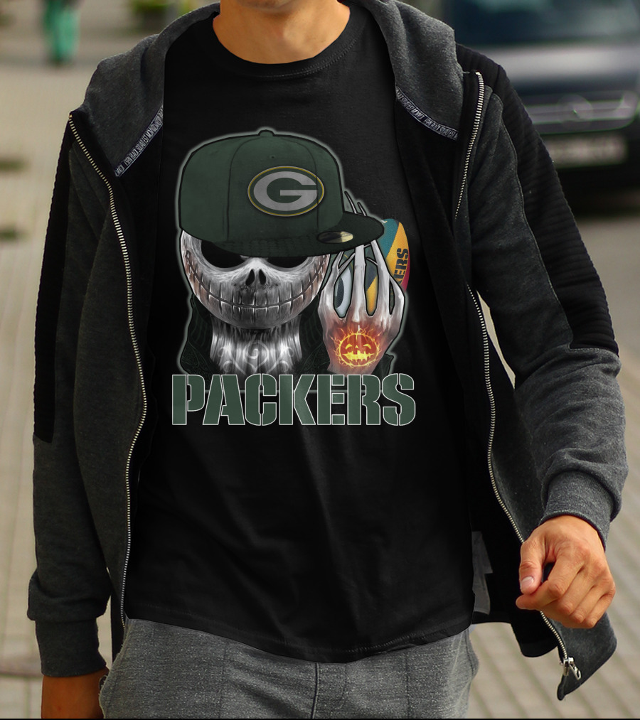 Jackskull Packers Halloween Football Fan T-Shirt
